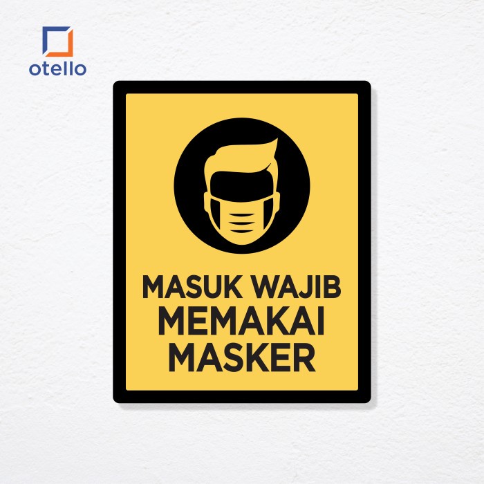 Masuk Wajib Memakai Masker Sign Board Print Signage Penanda Nama Ruang