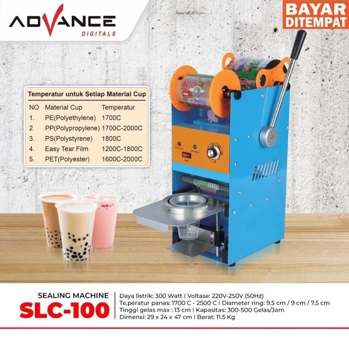 ADVANCE SLC-100/ADVANCE Cup Sealer/Mesin Press Plastik -UKURAN 12-22 OZ GELAS BOBA