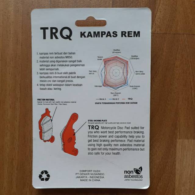 Dispad Belakang R-15  V3 2017 / Kampas Rem R15 Belakang TRQ-1