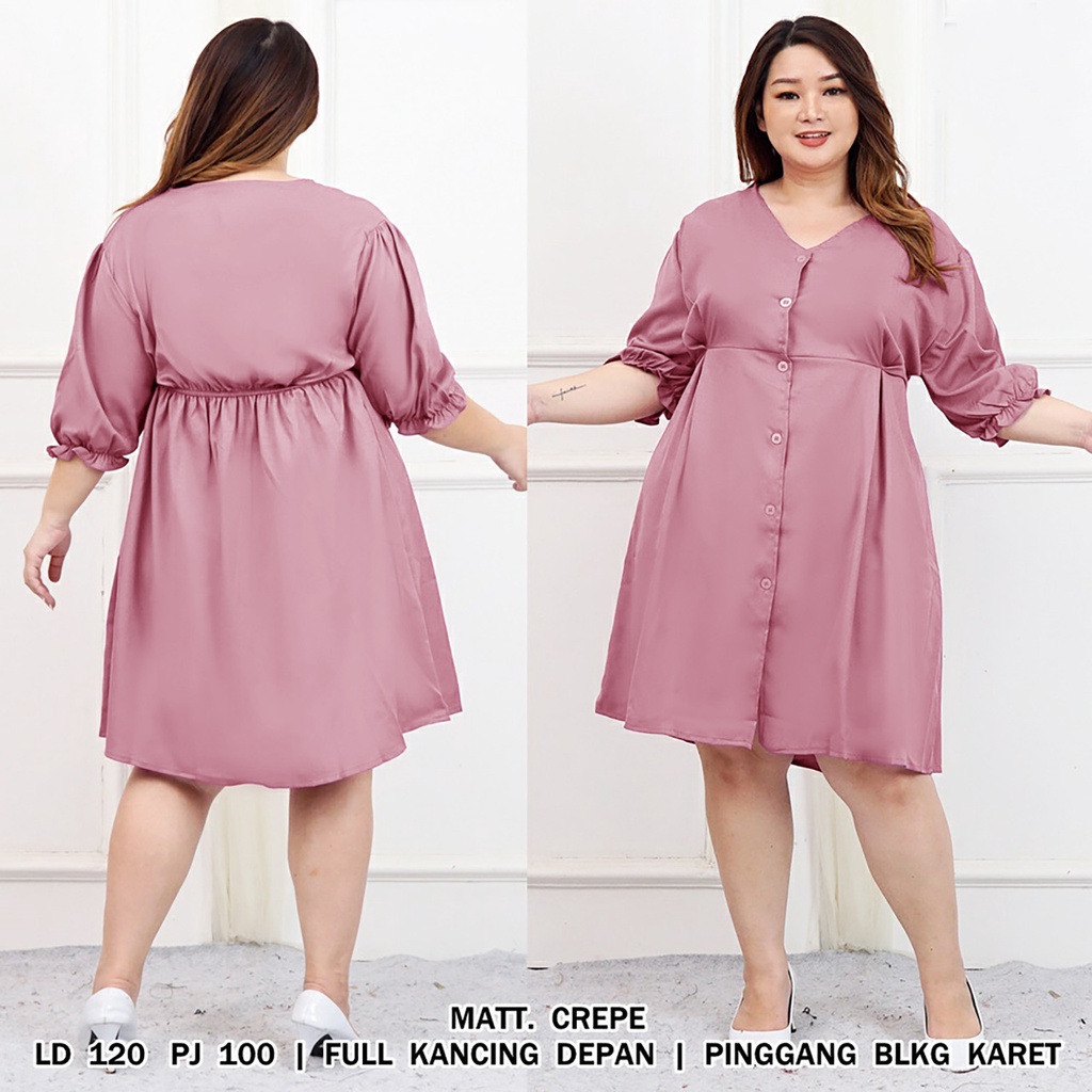 WSE390 - Dress Olin BIG SIZE Mosscrepe UK XXXL LD 120 CM PJ 100 CM Dress Wanita Jumbo 3XL PREMIUM QUALITY