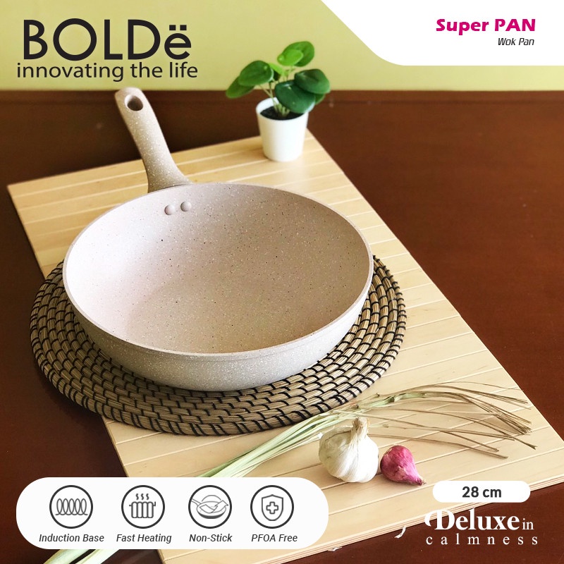 Wajan Super Pan Wok Pan 28 CM Granite Coating Bolde