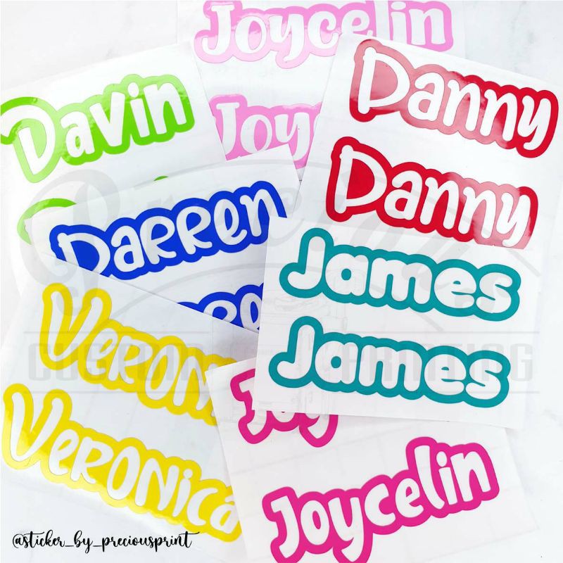 

1pc REVERSE STICKER NAMA CUTTING LEPAS COLORFUL / GOLD / HOLOGRAM / GLITTER