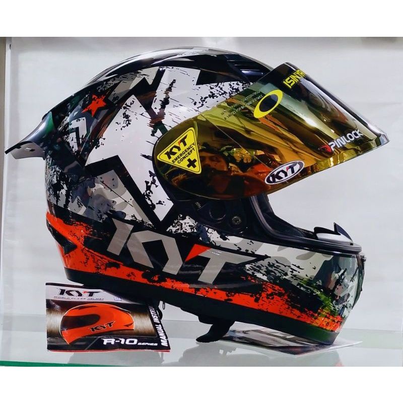 HELM KYT R10 SERI 3 BLAK/RED PAKET GANTENG