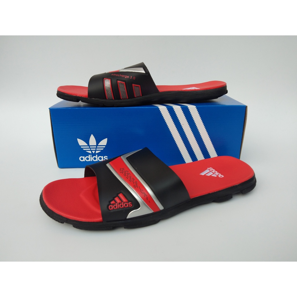 SANDAL PRIA DISTRO TERBARU NITRO HITAM MERAH.SANDAL SLIDE.SANDAL SELOP PRIA DEWASA