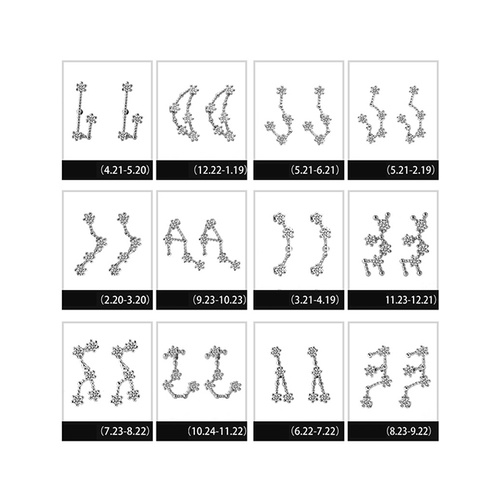 LRC Anting Fashion Zircon Twelve Constellation Stud Earrings