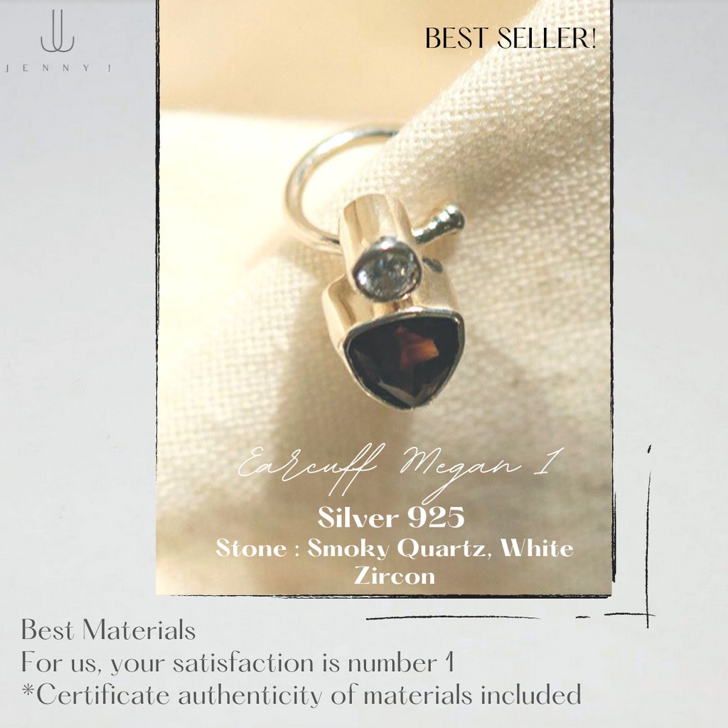 Earcuff Megan 1 (Smoky)| set perhiasan silver perak 925 perhiasan wanita aksesoris wanita