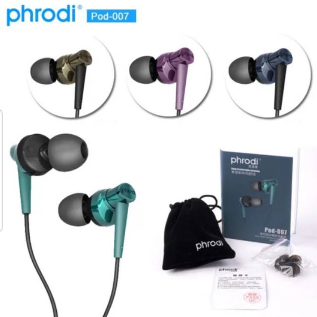 Phrodi POD - 007P Jimbon Earphone Super Bass With Microphone POD-007P Headset Handphone