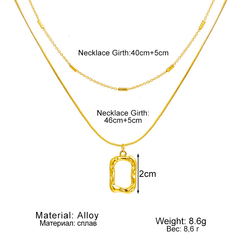 Geometric hollow square double-layer necklace For women Jewelry