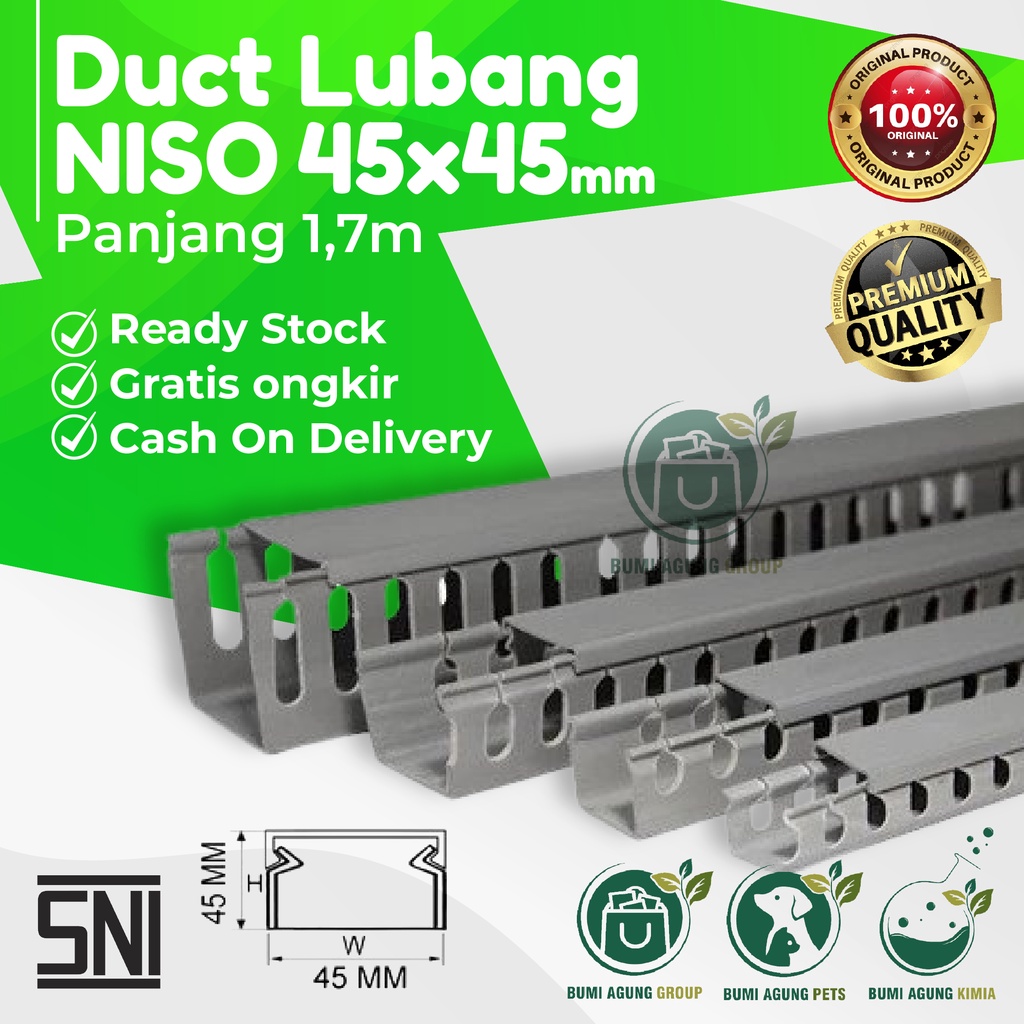 KABEL DUCT LUBANG BOLONG 45x45 DUCTING PROTEKTOR 1,7 M PMD NISO 45 x 45