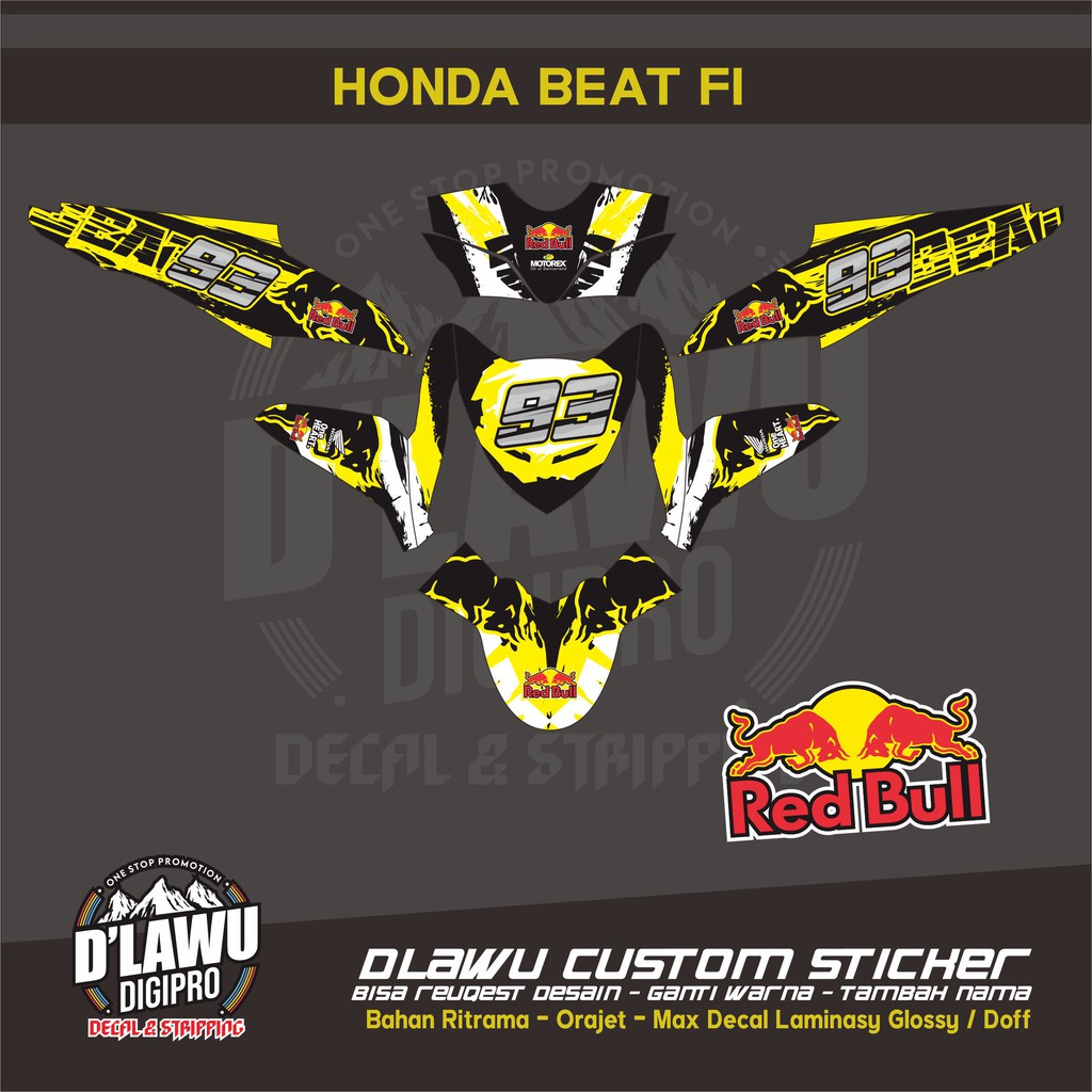 Decal Sticker Honda Beat Fi Red Bull