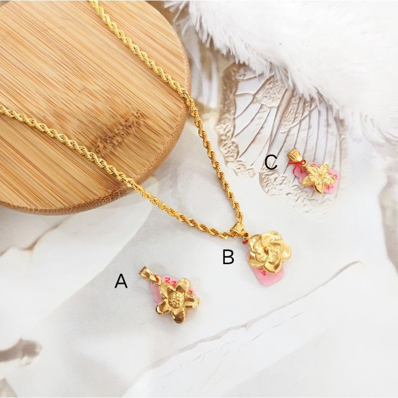 Liontin/Bandul/Pendant Bunga 2 Sisi Emas Kadar 8K/375