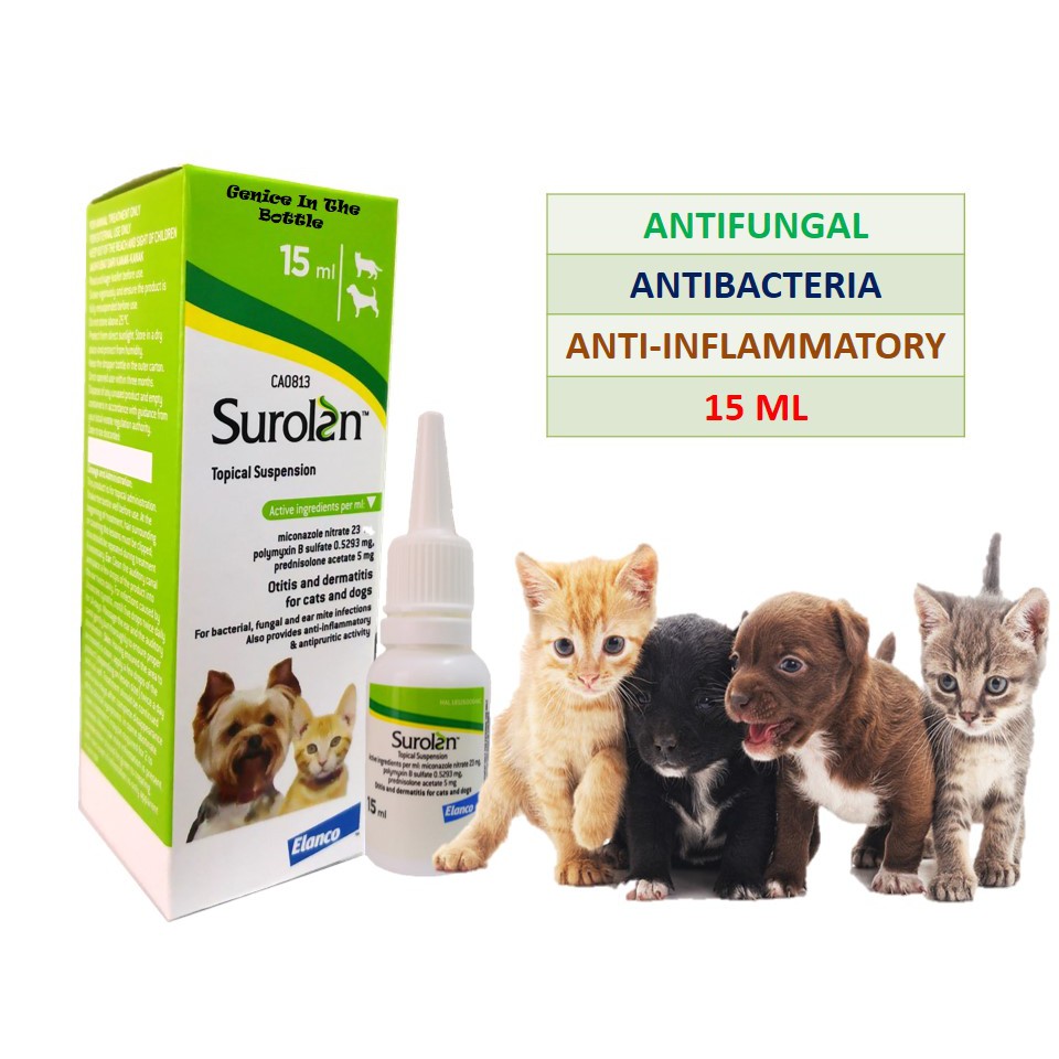 Surolan Obat Tetes Telinga Anjing Kucing 15 ml / Obat Telinga Anjing / Obat Kuping Anjing