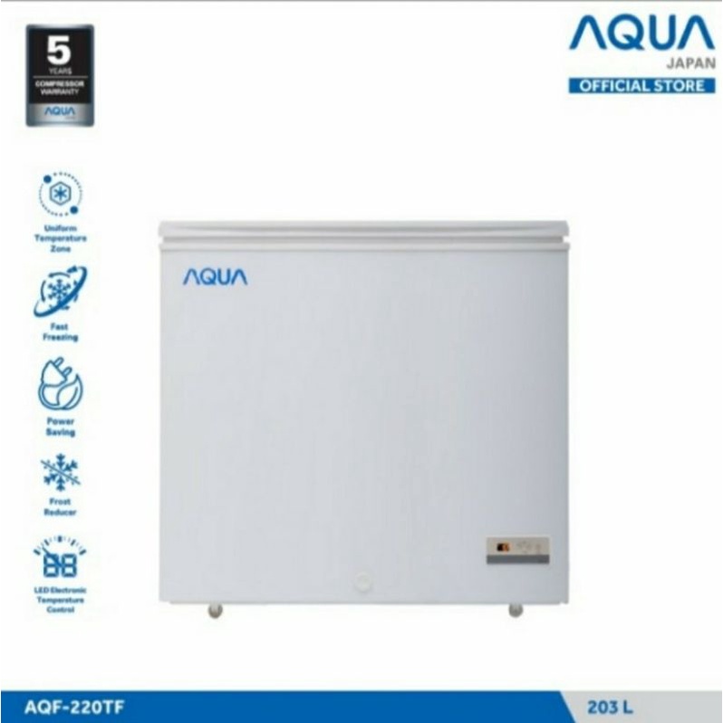 CHEST FREEZER BOX AQUA JAPAN LESS FROST AQF 220TF DIGITAL THERMO TURBO FAN