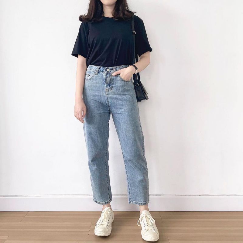 Celana Boyfriend Jeans Wanita - Boyfriend Jeans Highwaist Wanita - Celana Baggy Jeans Wanita - Highwaist Boyfriend Jeans