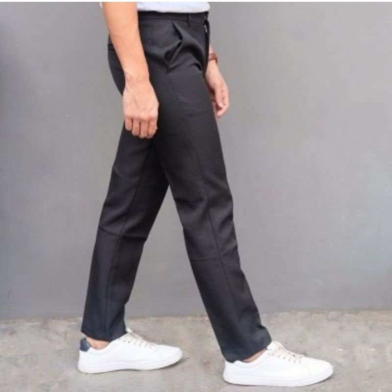 CELANA BAHAN | KERJA | FORMAL | KANTOR | PANJANG | HITAM | DASAR PRIA SLIMFIT / Celana Pria COD