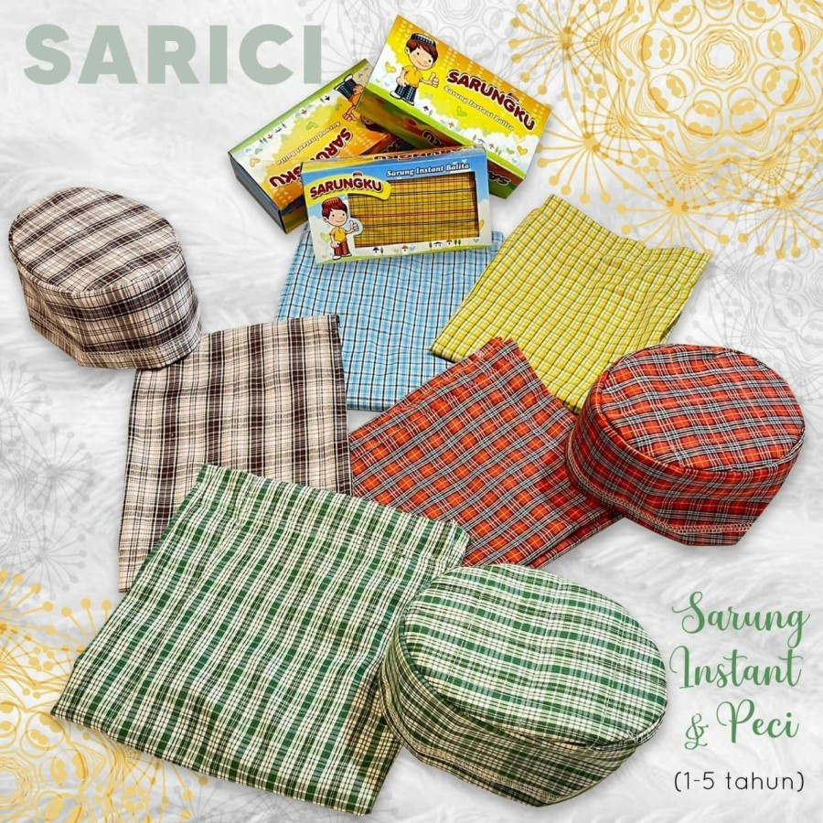 SARUNG PECI anak sarung dan peci muslim alat sholat anak laki laki pakaian muslim