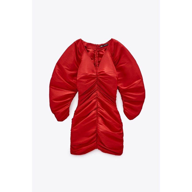 Zara Red Draped  Mini Dress Wanita  Sexy / Glamour Original Branded