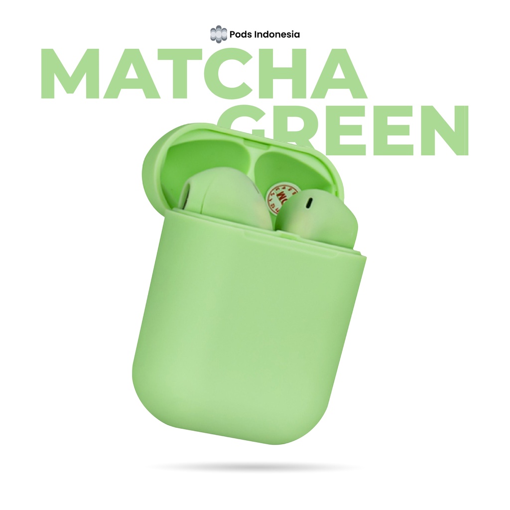 The Pods Lite 2022 Headset Bluetooth Inpods 12 Macaroon True Wireless Stereo Earphone for IOS & Android [Pop Up + Highest Version] by Pods Indonesia-Matcha Green