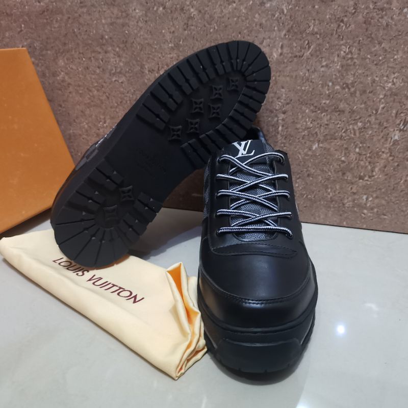 lv shoes sneaker mirror quality lou is vuitton sepatu pria damier hitam