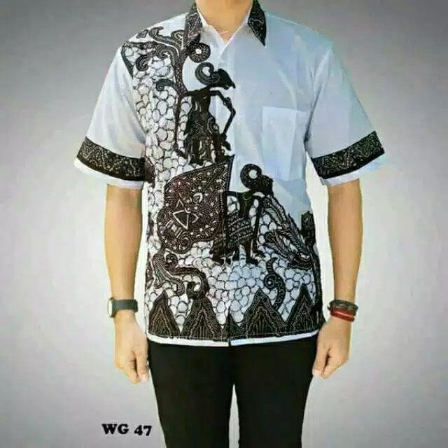 Baju Batik Wayang Kemeja Batik Lengan Pendek Batik Pria Dewasa M L Xl Xxl Katun Prima