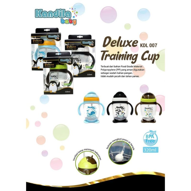 Kandila Deluxe Training Cup KDL007 Gelas Minum Sedotan Bayi Anti Sedak Bayi Suction Silikon Anti Tumpah Gelas Minum Anak Bayi 6M+