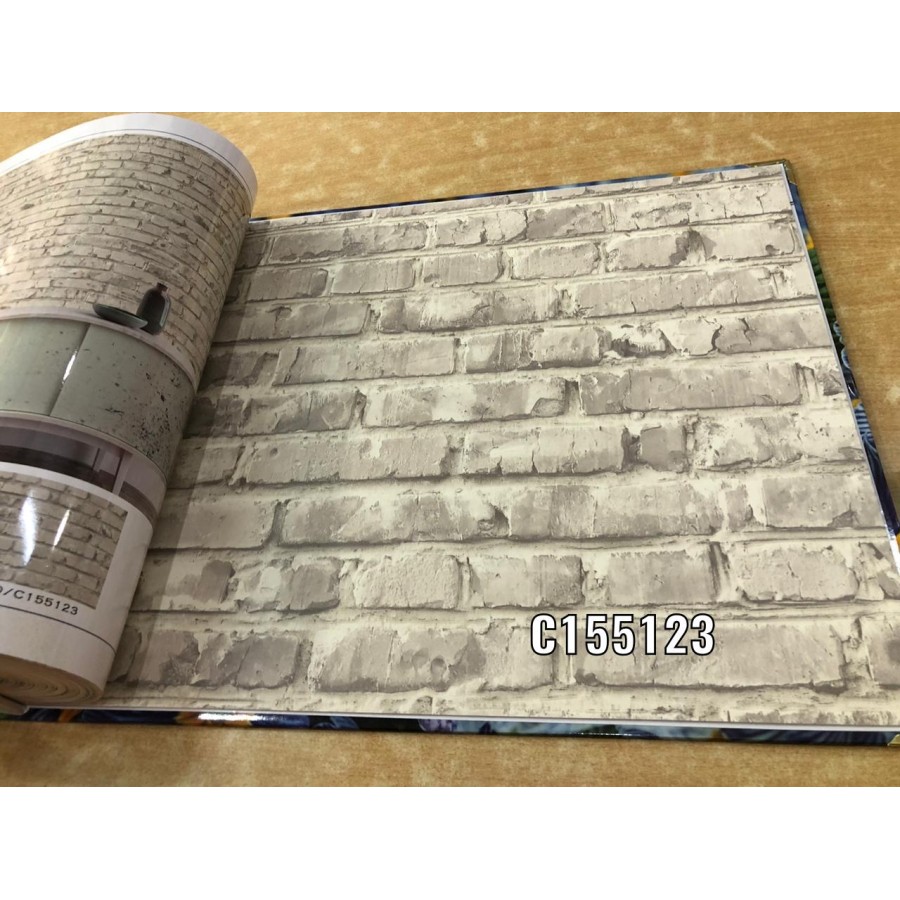 Wallpaper Dinding 3D Motif Batu Bata Putih Merah Dekorasi Dinding