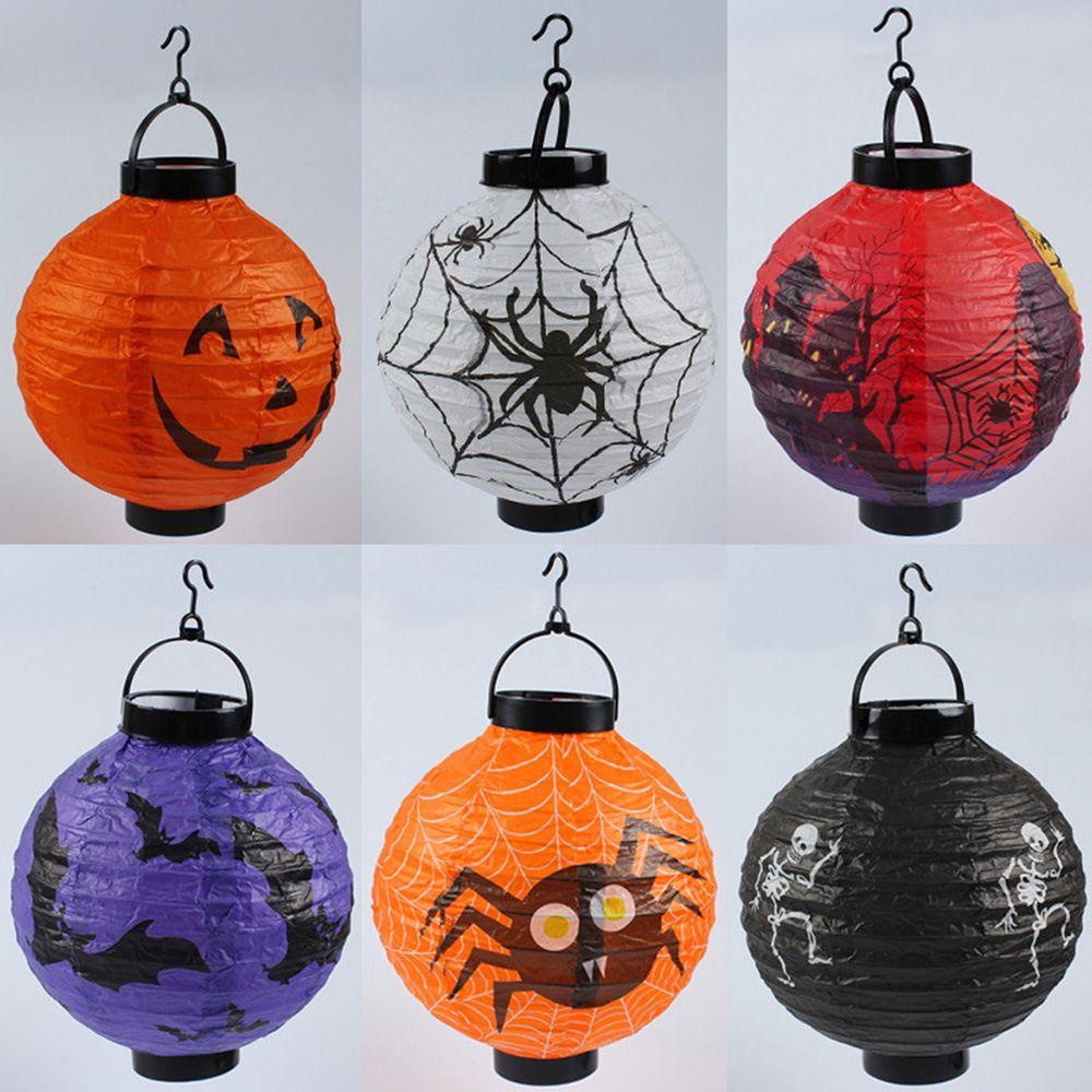 R-flower 2PCS Halloween Dekorasi Hadiah Labu Spider Gantung Bola Lampion Kertas