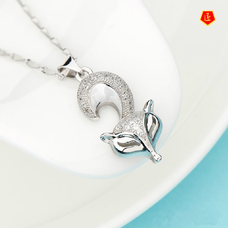 [Ready Stock]Full Diamond Fox Necklace Female Korean Fashion High-End