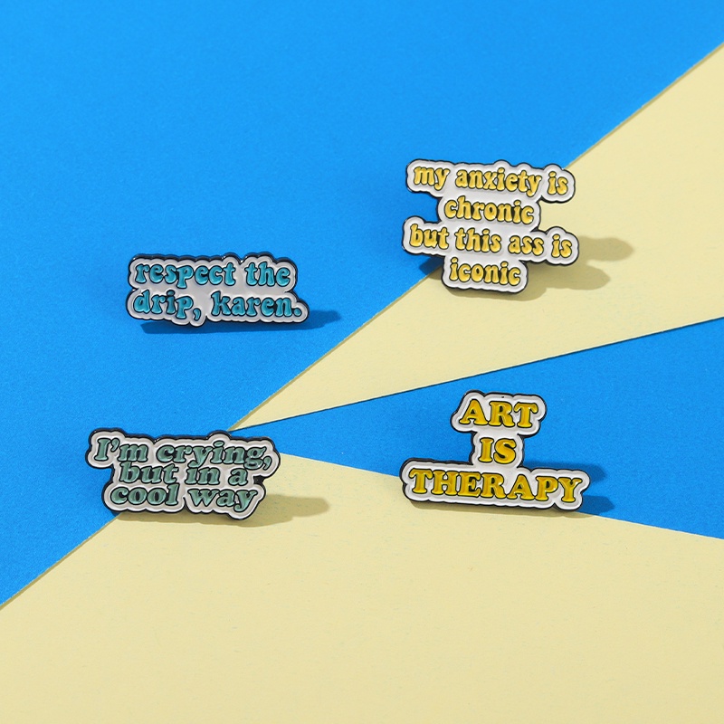 Bros Pin Enamel Desain Seni Terapi 4 Gaya Untuk Hadiah Teman