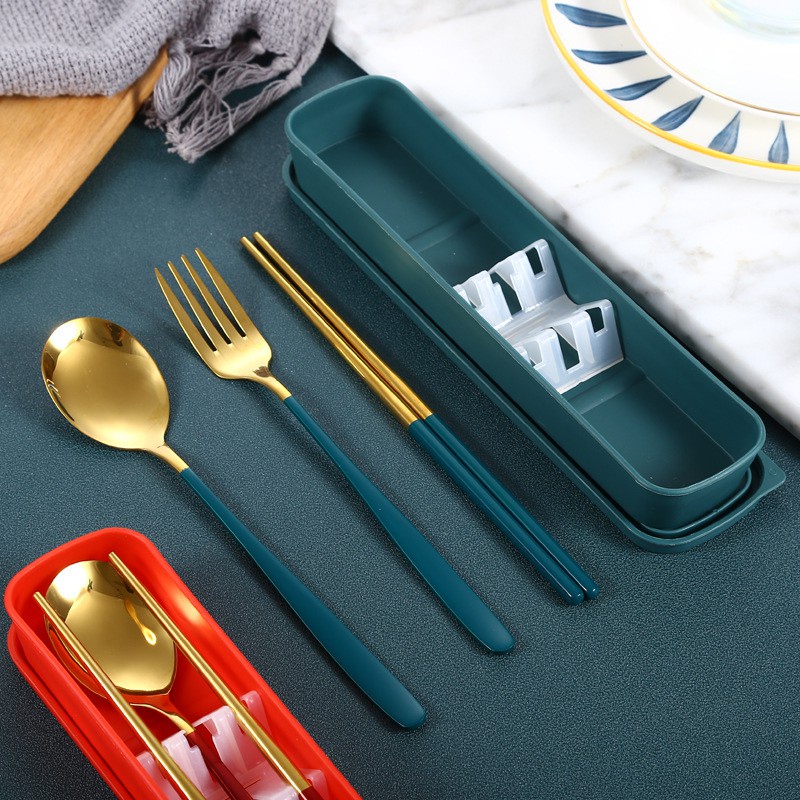 Set Alat Makan Sendok Garpu Sumpit Stainless Steel