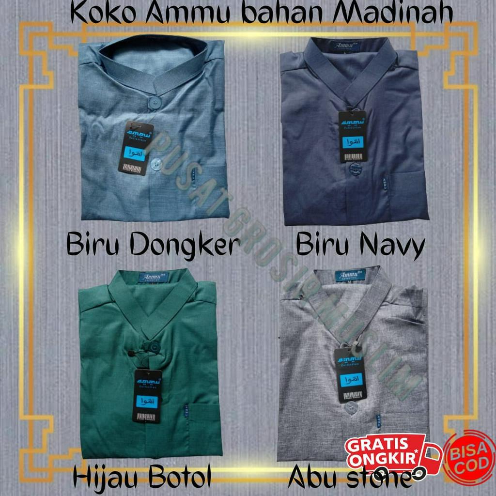 Promo Baju Koko Ammu Bahan Madinah Abu stone  Premium Class Limited Edition