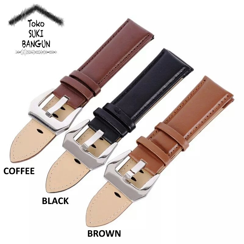 TALI JAM 24mm Kulit Plain Leather Big Buckle Watch Band Strap