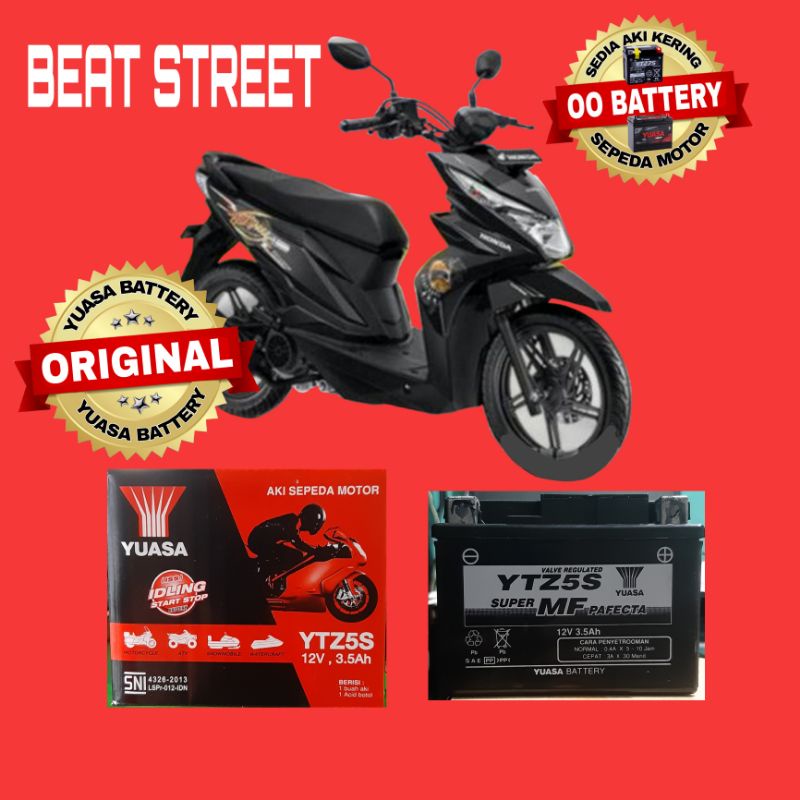 Aki Kering Motor HONDA BEAT STREET  ORIGINAL YUASA YTZ5S  12Volt-3,5Amp