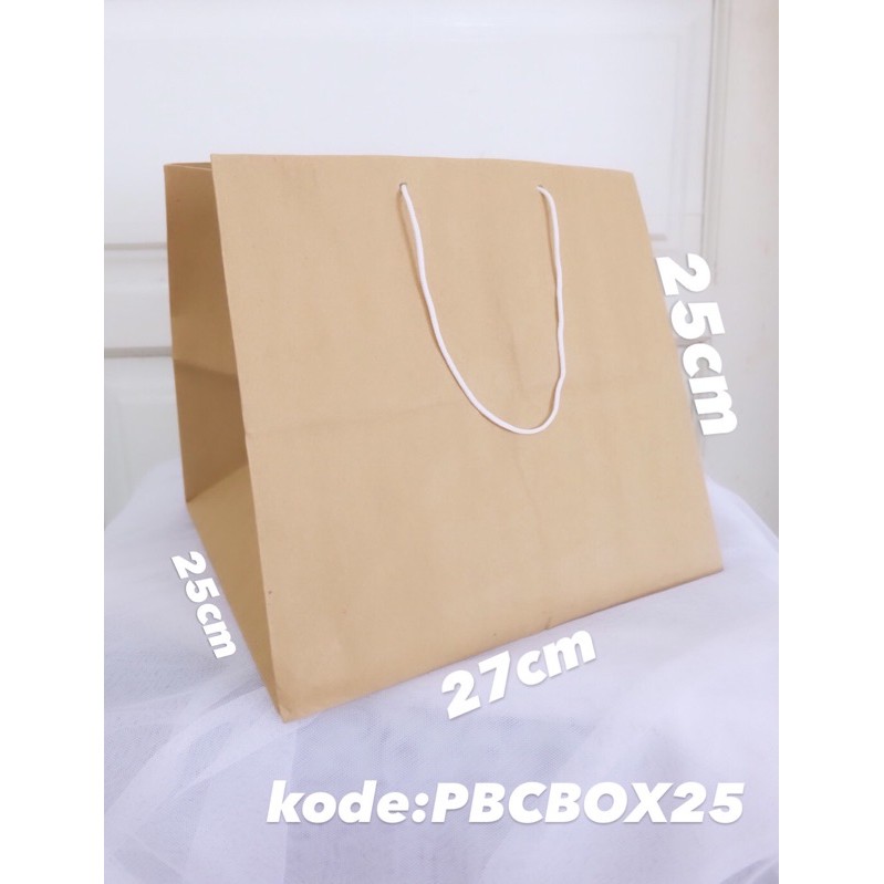 

paper bag coklat box25 / paperbag kotak size 27x25x25 isi 12