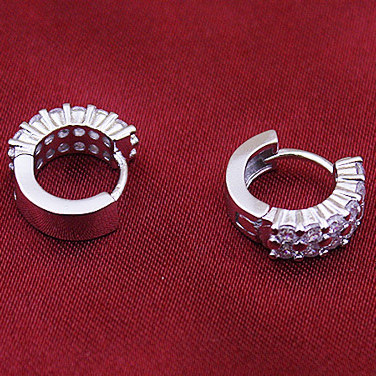 1 Pasang Anting Bulat Sterling Silver 925 Elegan untuk Wanita