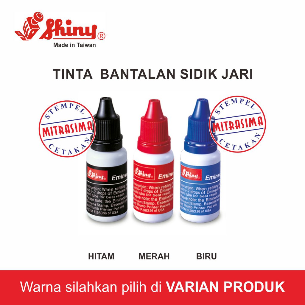 

Tinta untuk bantalan sidik jari / finger pad Merk Shiny Made in Taiwan