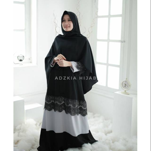 Abaya set renda syar'i