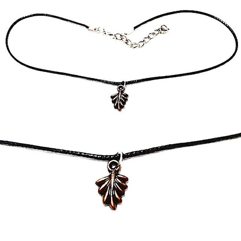 Baby Choker Necklace Bronze Raspberry Leaf | Kalung Handmade