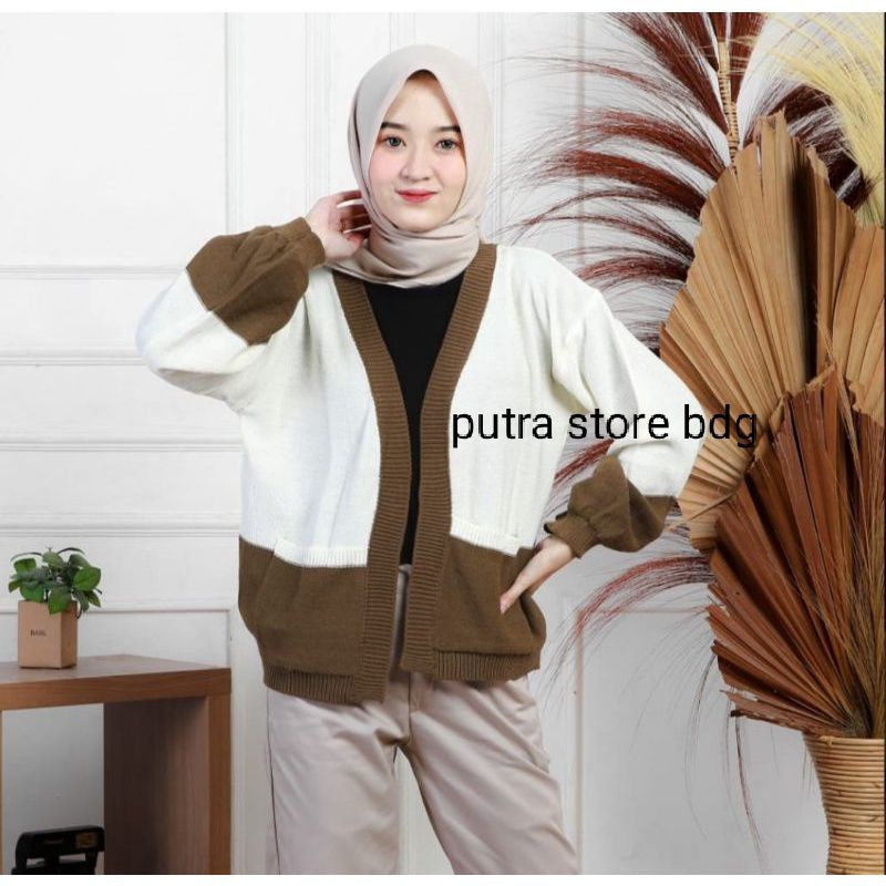 CLARA COMBO CARDIGAN RAJUT WANITA RAJUT TEBAL PREMIUM