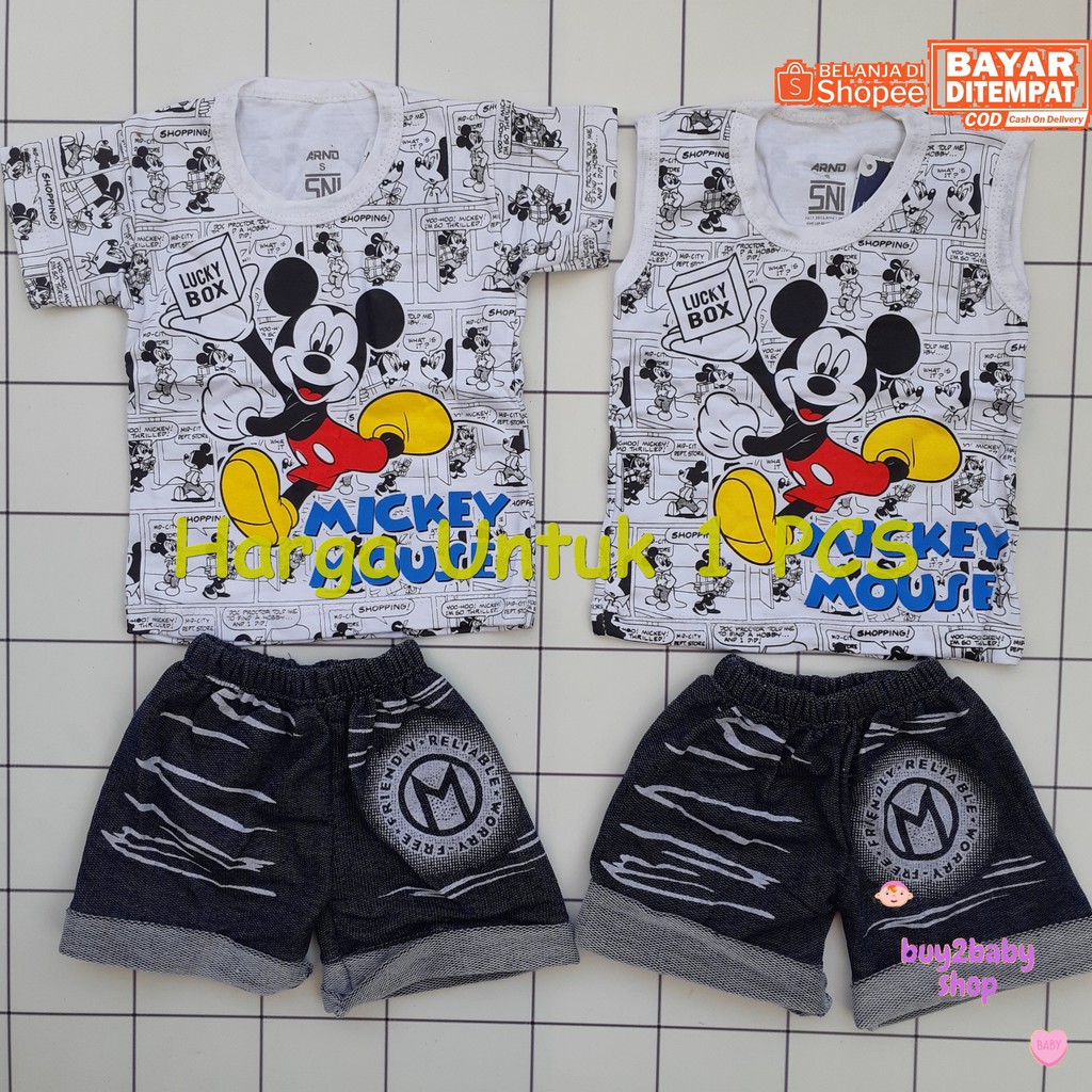 Setelan kaos/singlet celana pendek motif komik Arno Kids usia 3-12 Bulan 1 PCS