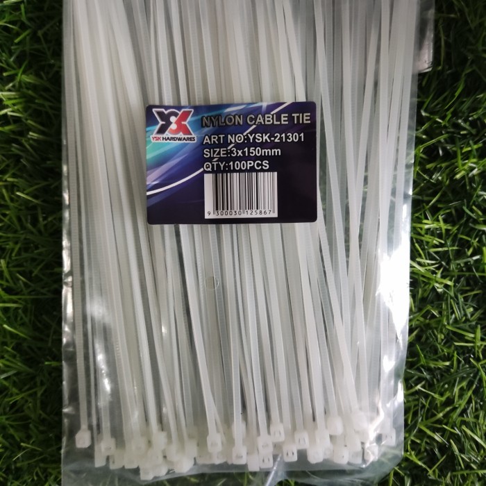 Kabel Ties Putih 100 bj 3 x 150 mm ( 15cm ) Harga Per Pack Cable Ties