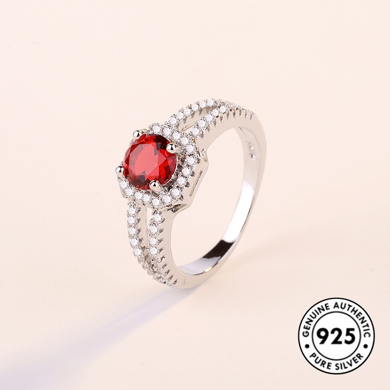 Cincin Berlian Bentuk Kotak Bahan S925 Silver