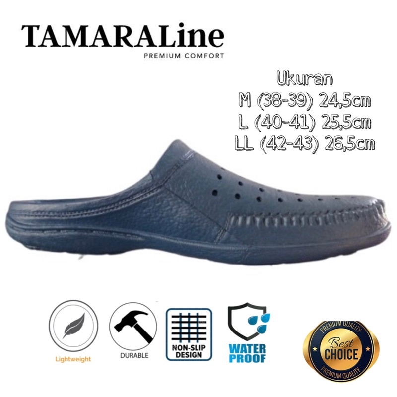 Sepatu Sandal Selop Slide Slip on Karet Pria Dewasa / Remaja - TAMARALINE 215 / Bahan Premium Lentur Empuk Ringan Kuat Anti Slip Anti Air / Model Casual Santai Rumah Kerja Outdoor Kamar Mandi  Murah Original