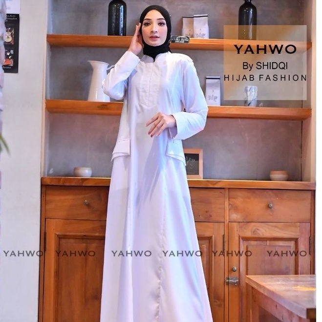 GAMIS WANITA TERBARU DAN TERLARIS/DRESS WARNA PUTIH/GAMIS UKURAN M/L/XL/YAHWO BY SHIDQI/GAMIS PUTIH BERSIH/GAMIS JUMBO YAHWO/GAMIS kode R009