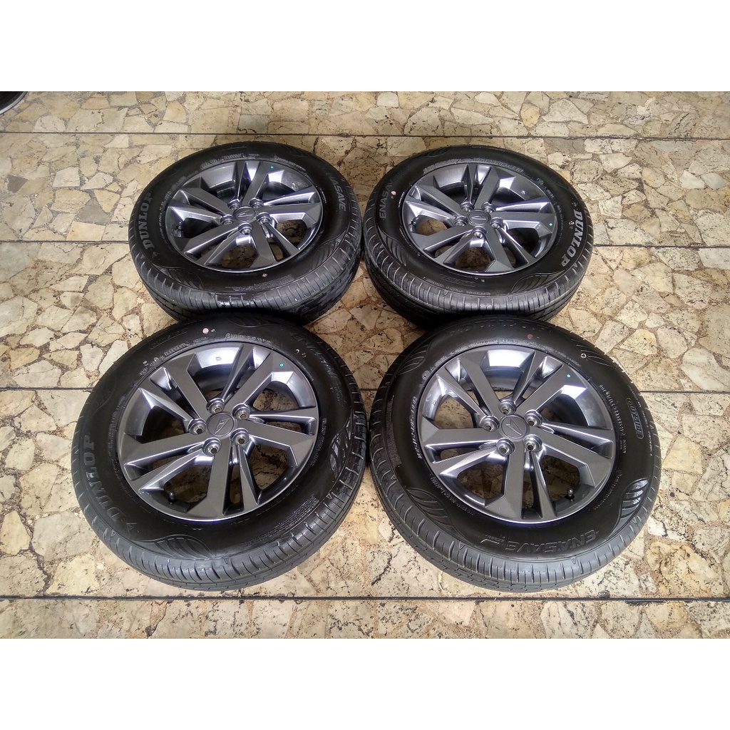 VELG MOBIL SEKEN ORI COPOTAN ALL NEW XENIA RING 15 LEBAR 5,5 PCD 5x100 BAN DUNLOP 185/65R15 1 SET (4