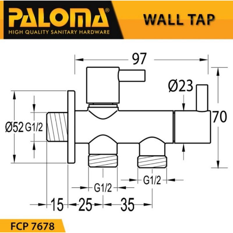 Paloma FCP 7678 KERAN STOP CABANG TOILET SHOWER TEMBOK KERAN AIR ROSE GOLD