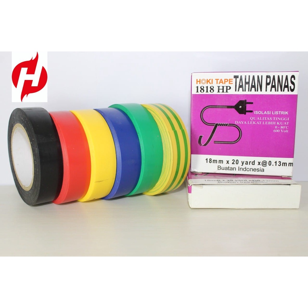 

ISOLASI LISTRIK 18mm*18m*130mic HOKI TAPE ( WARNA WARNI ) KUAT, MURAH_______010