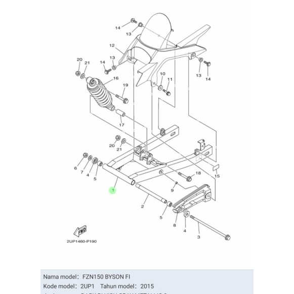 SWING ARM SASIS BYSON FI ASLI ORI YAMAHA 2UP F2110 00