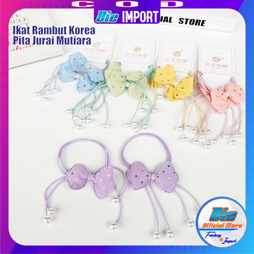 Ikat Rambut Korea Pastel Pita Jurai Mutiara Impor Best Seller