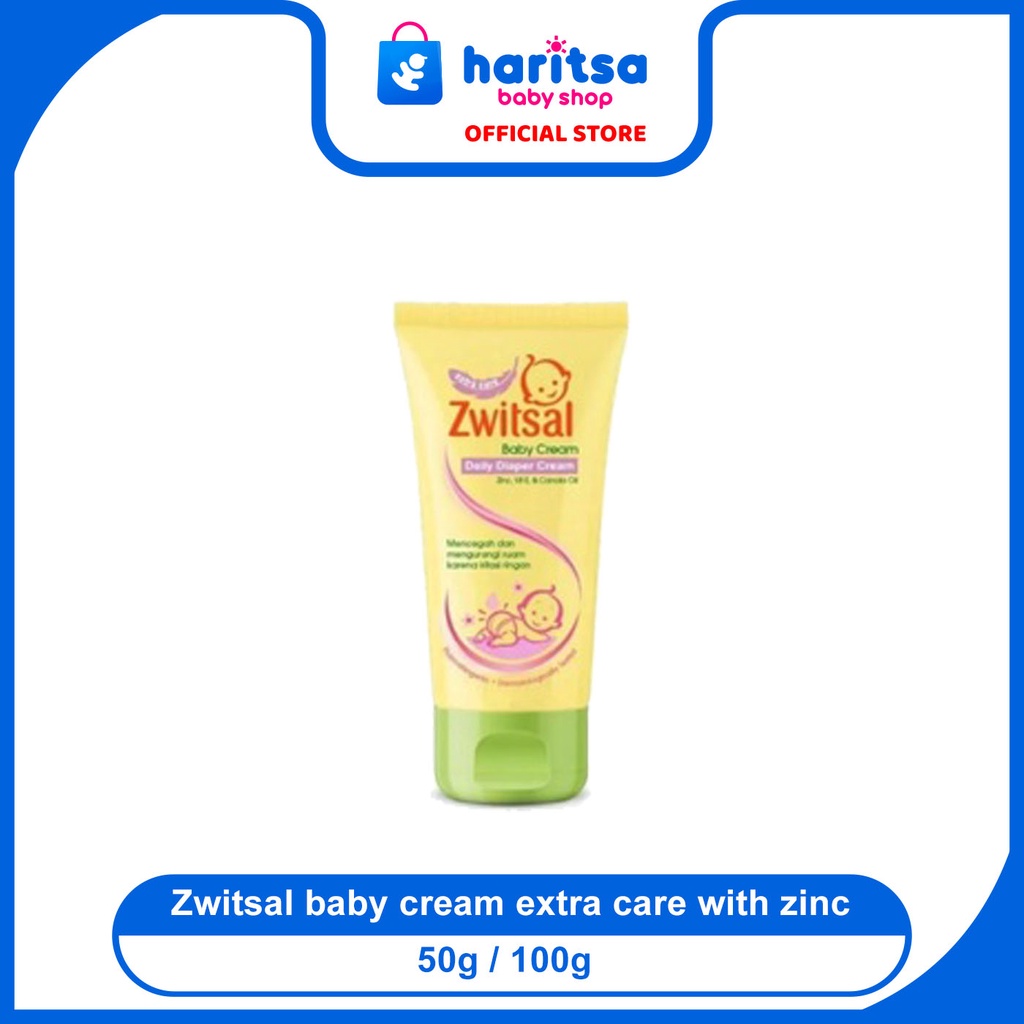 Zwitsal baby cream extra care with zinc 50g 100g / Baby krim ( tutup hijau)
